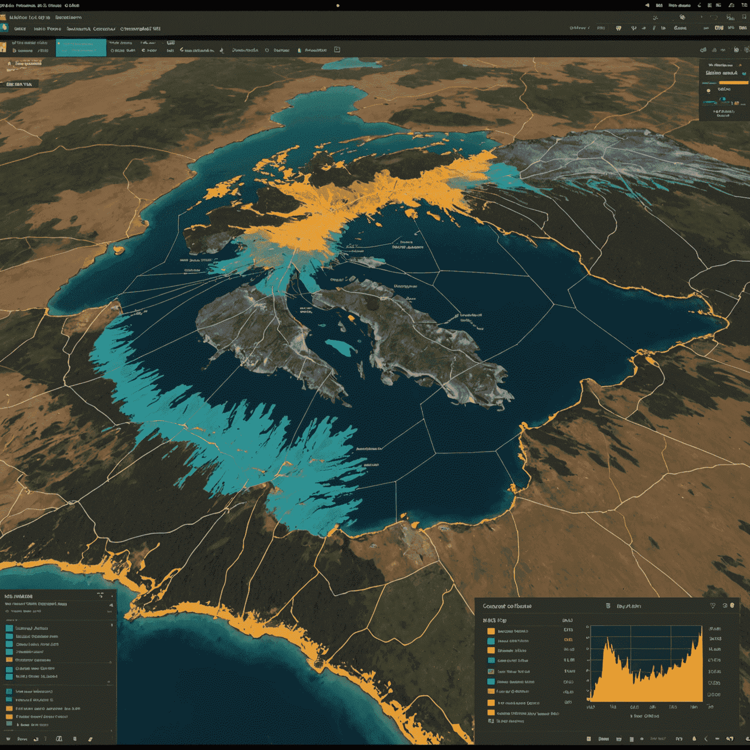 Computer screen displaying complex AI algorithms analyzing seismic data from Canadian oil sands, with 3D visualizations of potential oil deposits